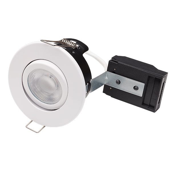 Fire Rated MV/LV Matt White Centre Tilt Downlight